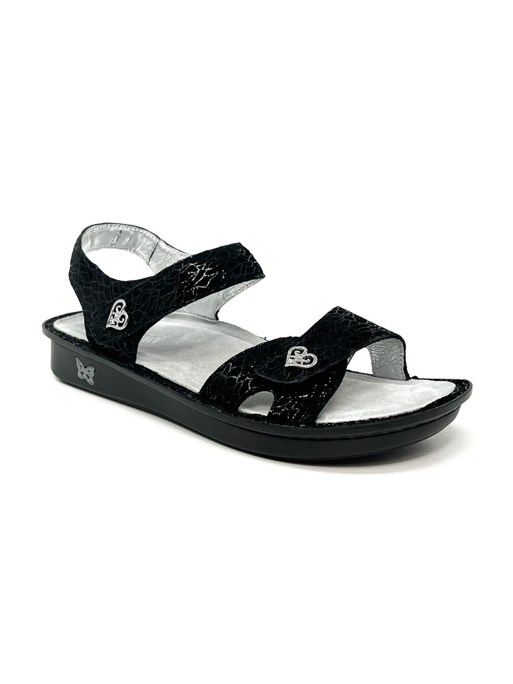 Alegria Women's Vienna Black Waverly Sandals Heart Size 42 = 11.5-12 Leather EUC